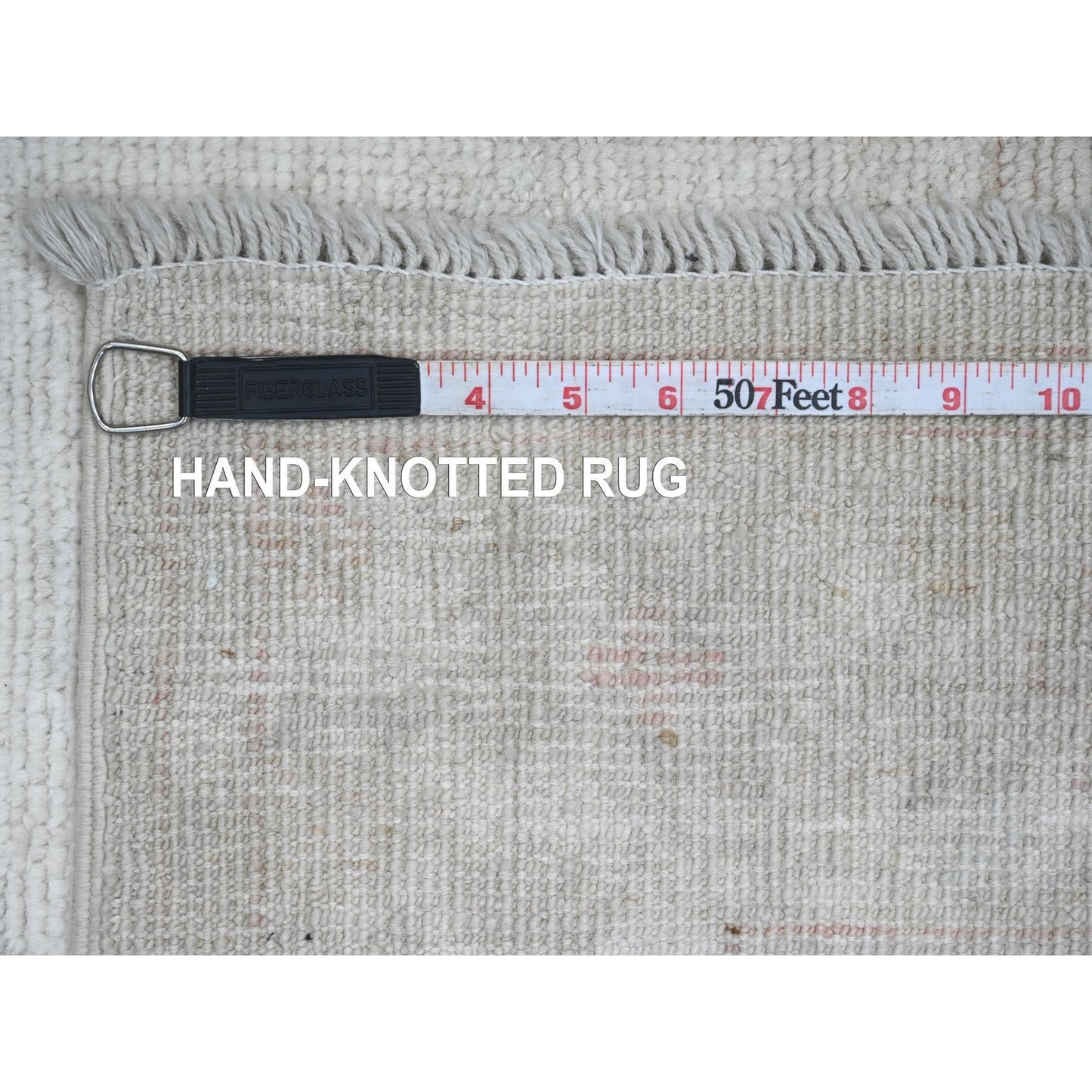 3'X9'7" Medium Gray Afghan Angora Oushak Hand Knotted All Wool Runner Rug