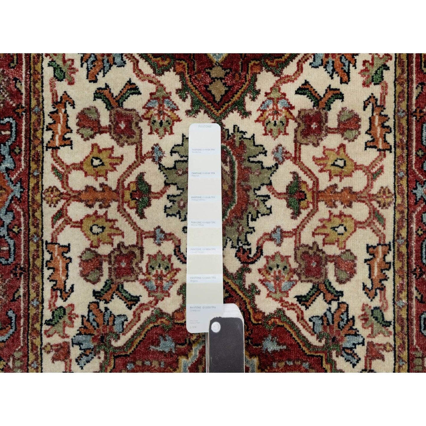 2'6"X16'1" Ivory Wool Heris Re-Creation Motifs Hand Knotted Xl Runner Rug