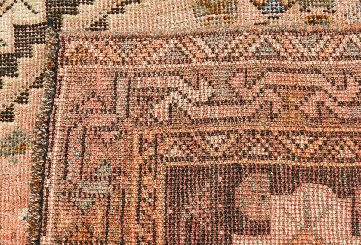 Vintage Distressed Rusty Pink Tribal Oriental Rug