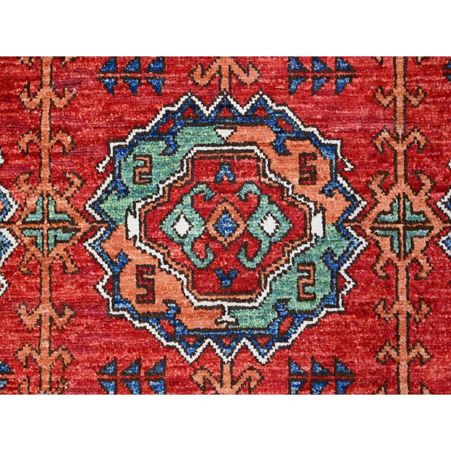 8'X9'6" Red Hand Knotted Extra Soft Wool Afghan Ersari Oriental Rug