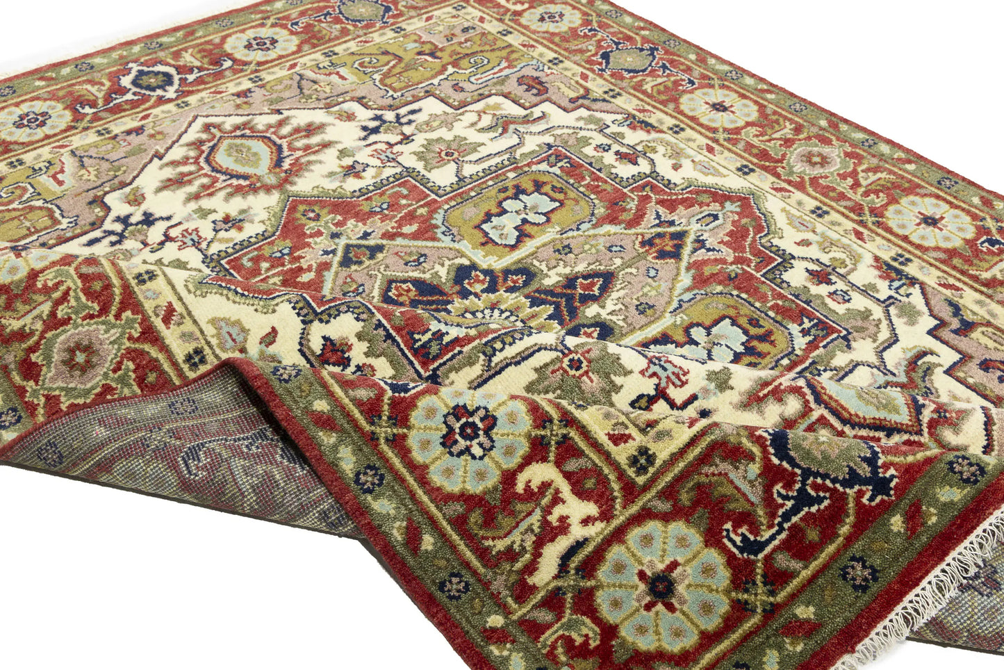 Handmade Scarlet Red Traditional Wool Heriz