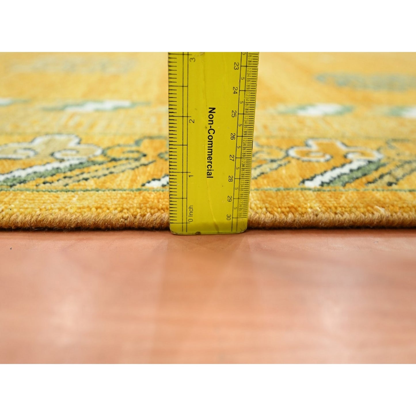 9'X12'4" Golden Yellow Khotan Design Hand Knotted 100% Wool Oriental Rug