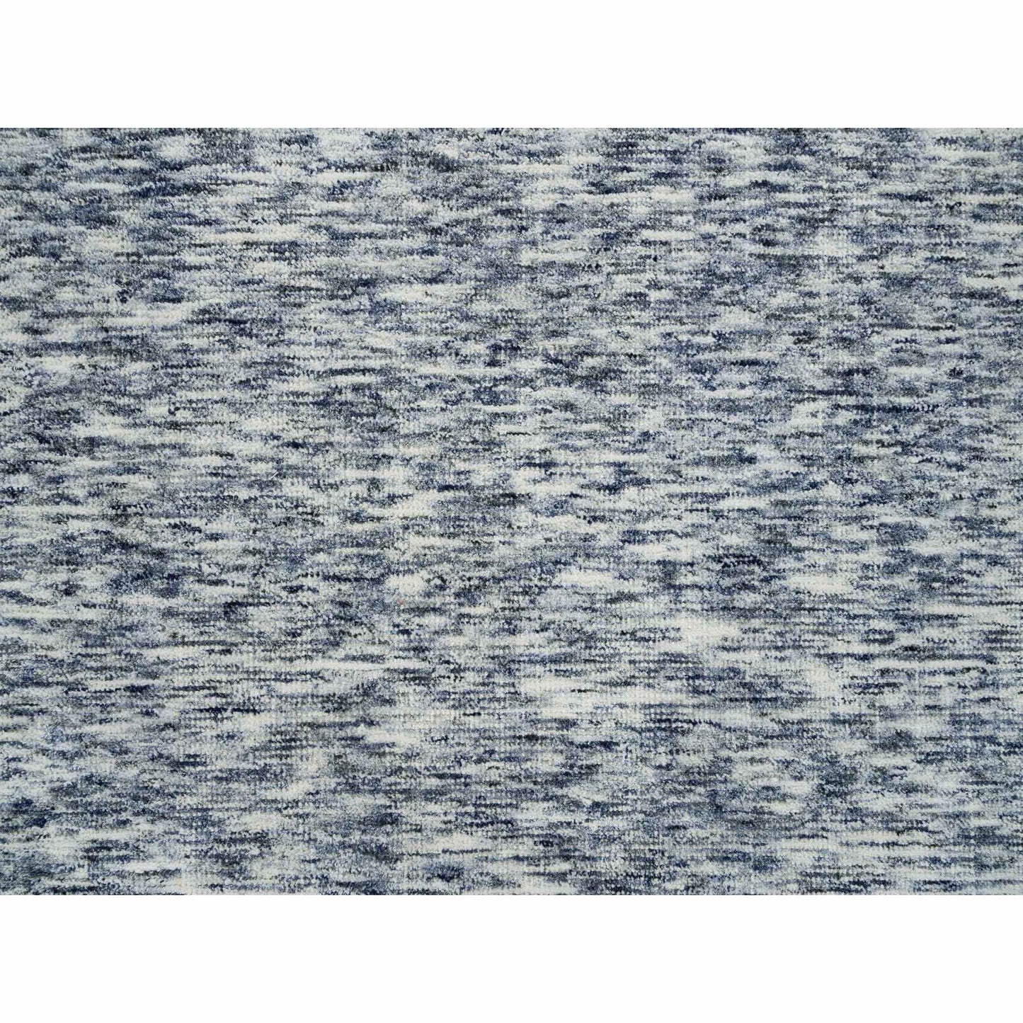 10'X10' Blue Wool Hand Loomed Modern Striae Design Round Oriental Rug