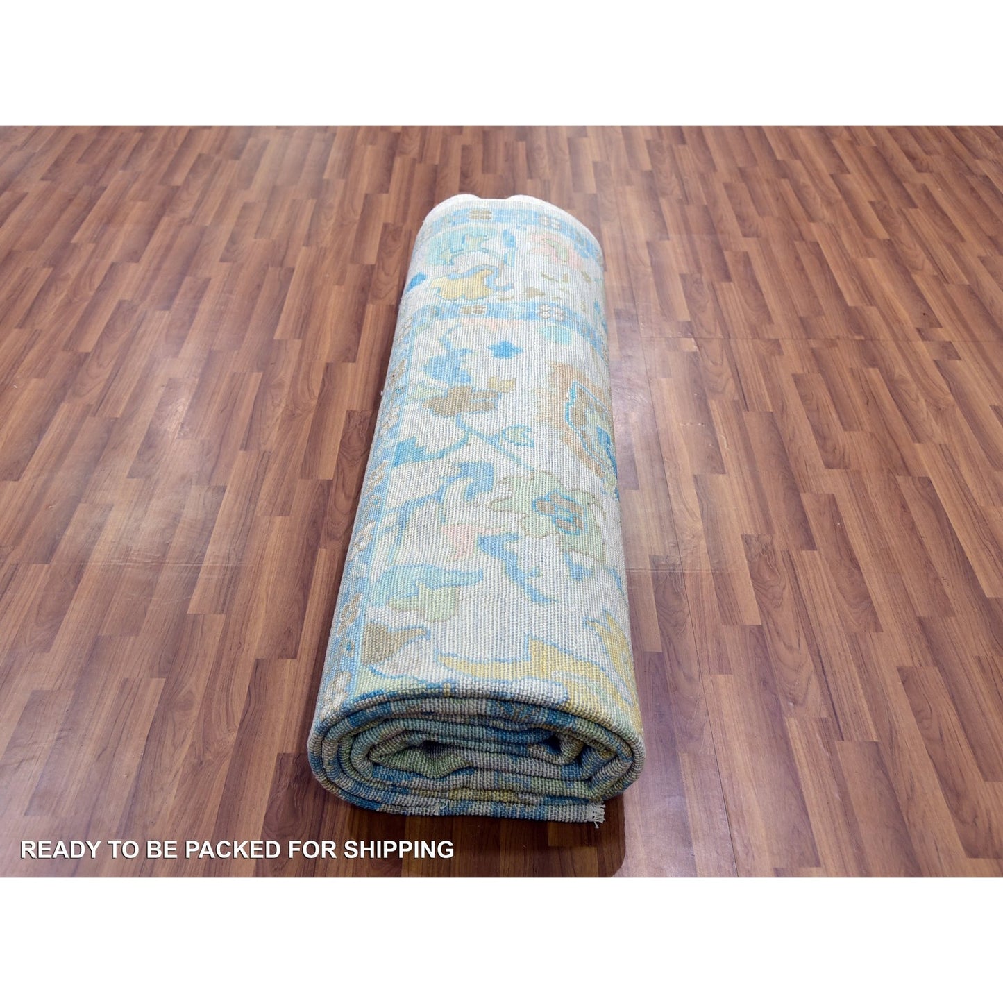 10'2"X14' Frost Ivory Hand Knotted Oushak Weave And Design Pure Wool Rug