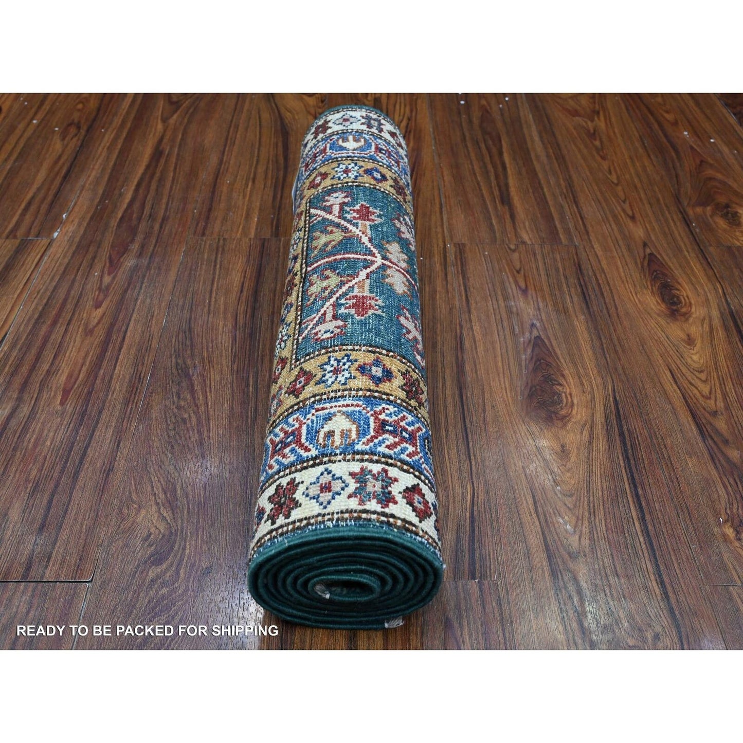 2'X5'8" Green Hand Knotted Wool Oushak Willow And Cypress Tree Runner Rug