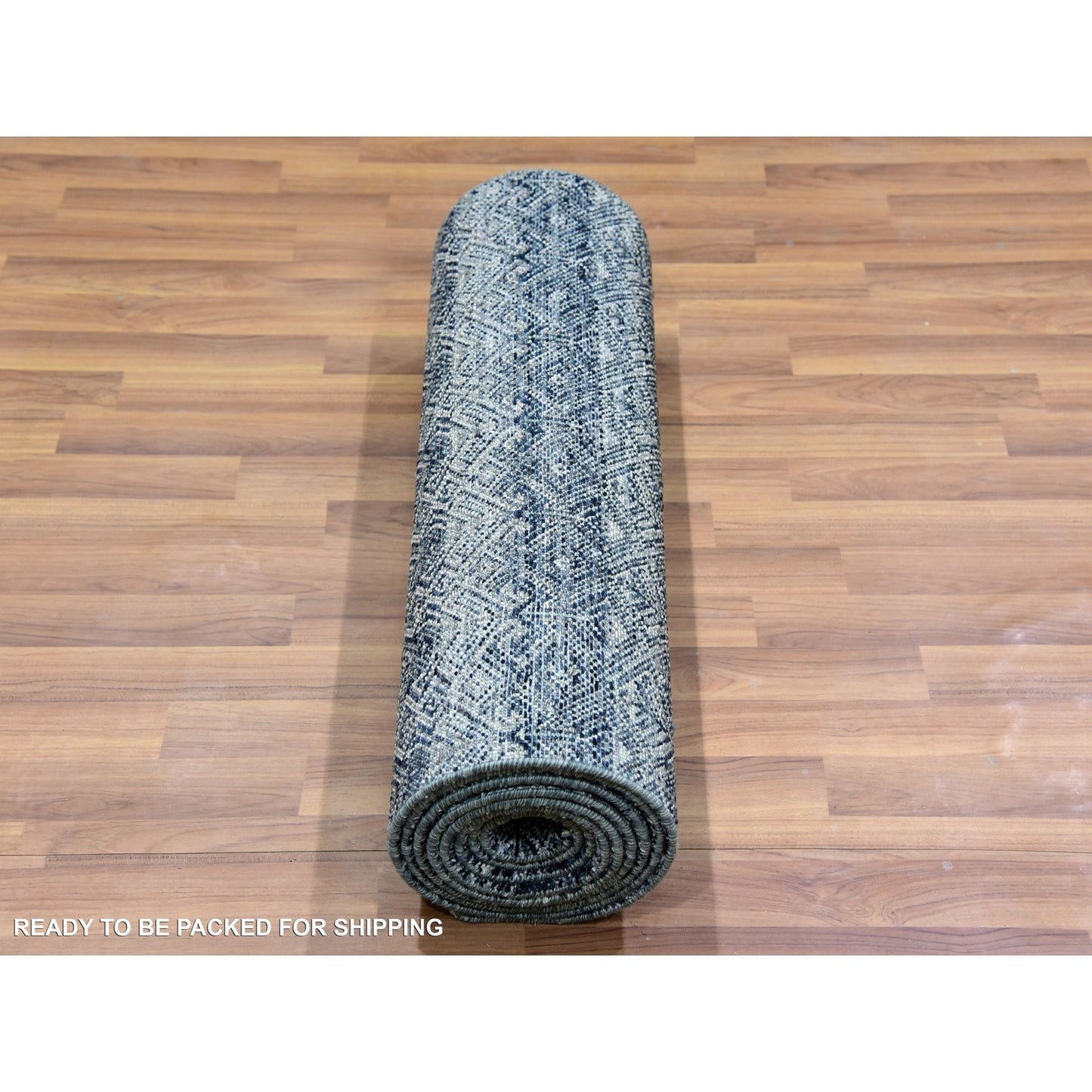 2'7"X10'1" Hale Navy Gray Kohinoor Herrita Wool Hand Knotted Runner Rug