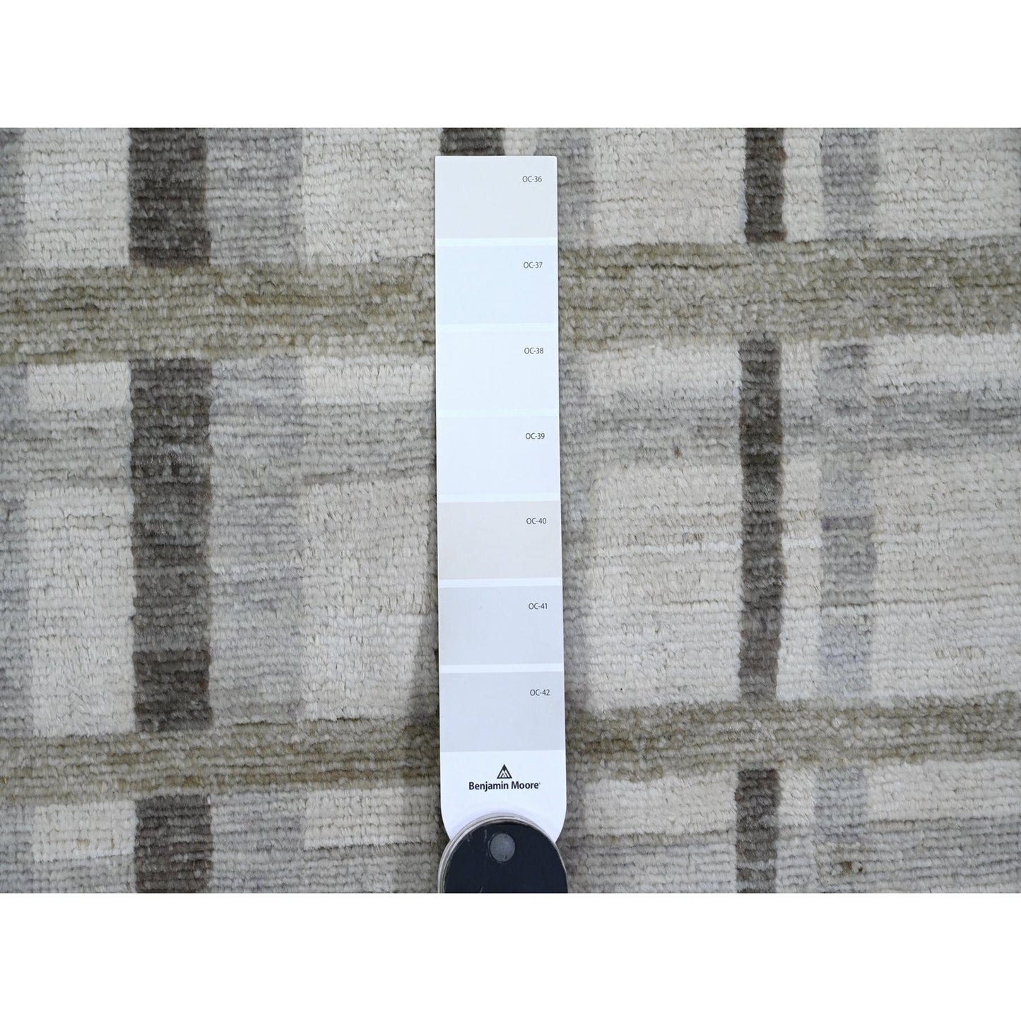 8'8"X11'8" Brown Bauhaus Inspired Line Design Hand Knotted Pure Wool Rug