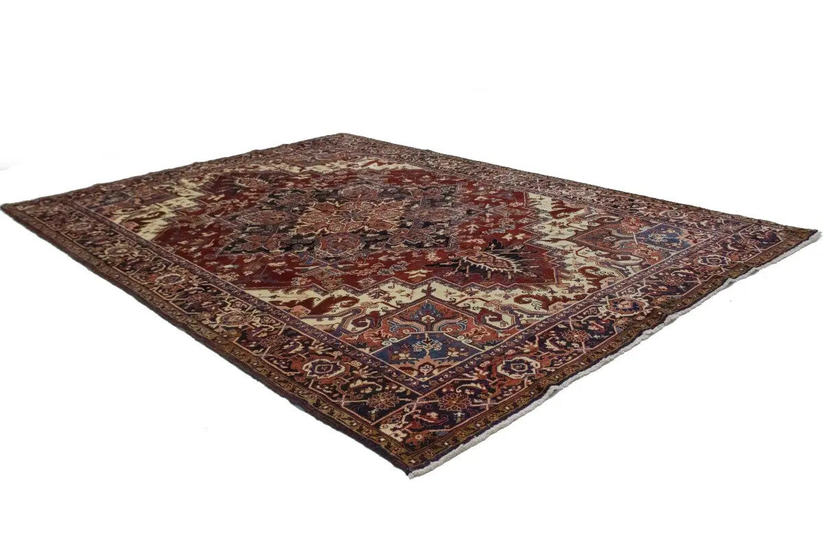 8X11 ft One of a Kind Vintage Geometric Wool Rug