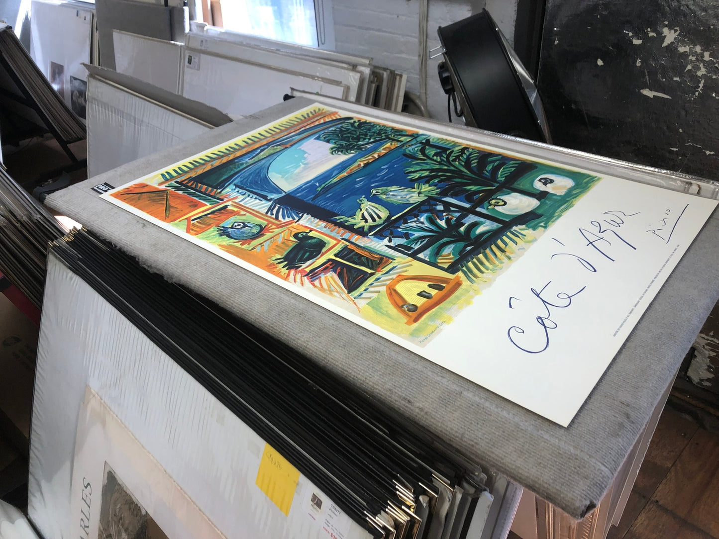 Pablo Picasso Cote D'Azur " Lithograph Cubism Blue, Orange, Yell