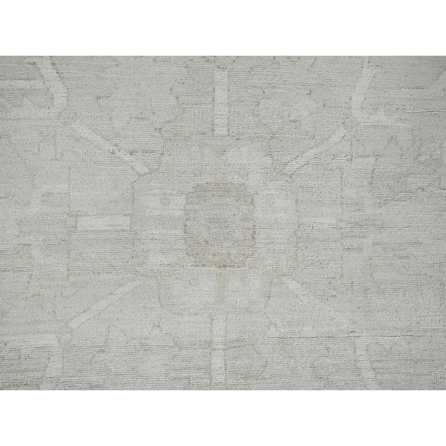 9'X11'10" Oyster White Washed Out Peshawar Hand Knotted 100% Wool Rug