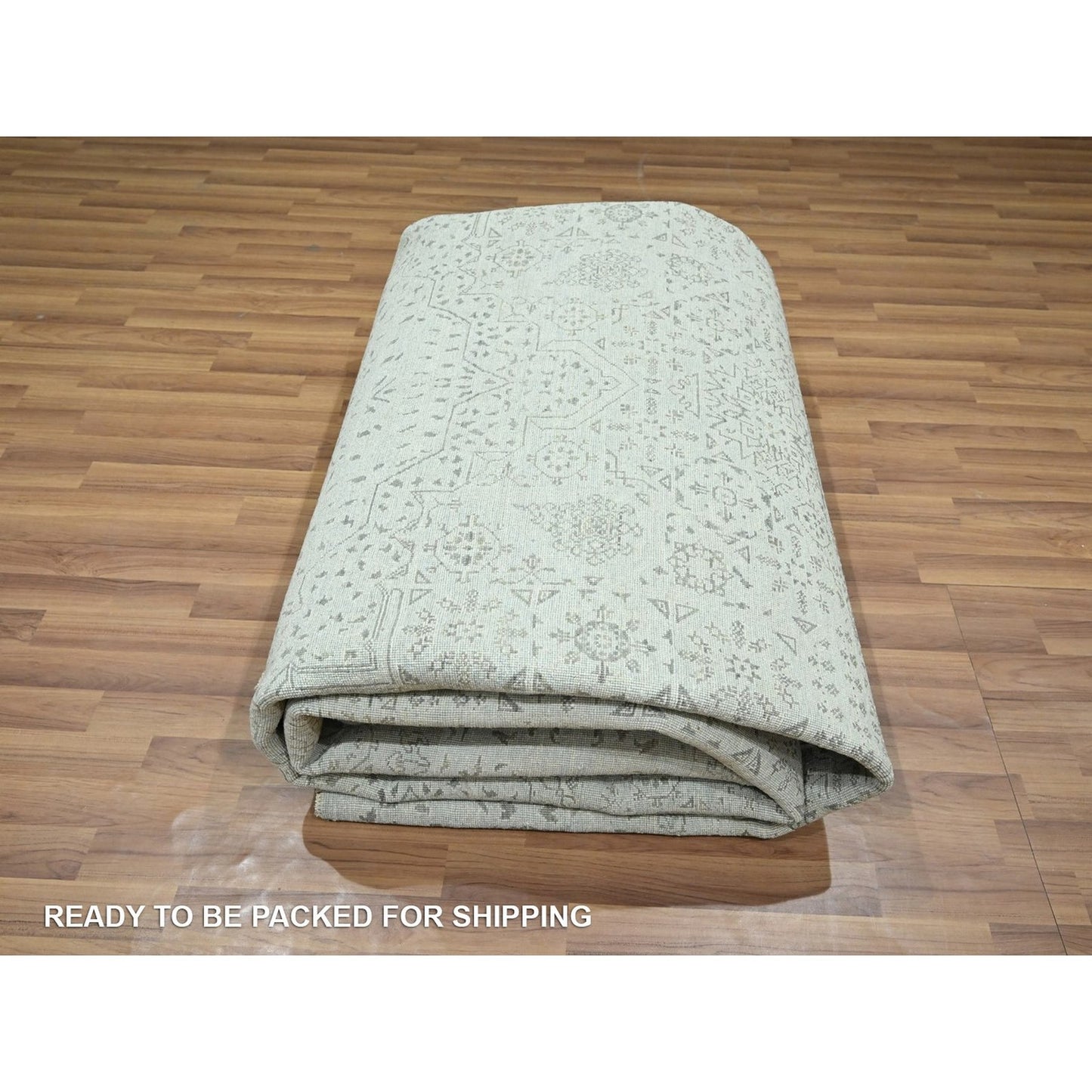 9'1"X12' Beau Blue Pre Historic Mamluk Design Hand Knotted Pure Wool Rug
