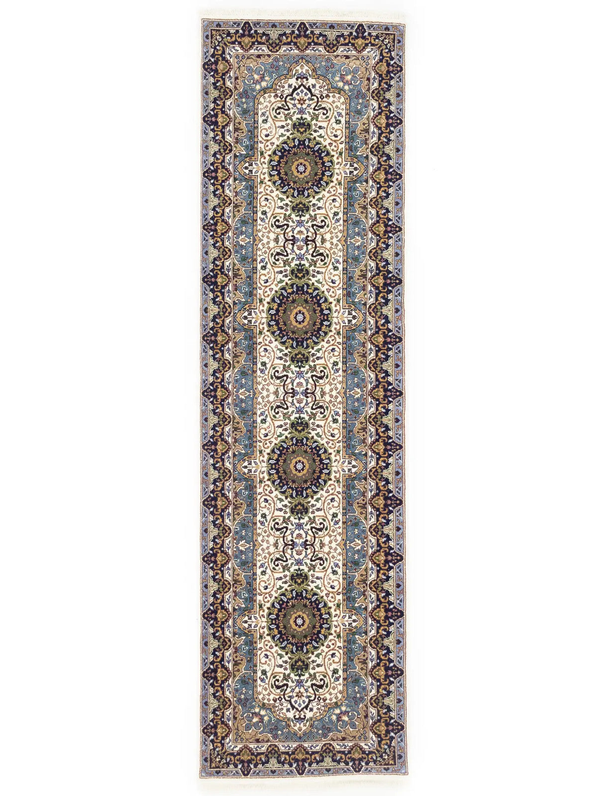 Handmade Kirman Oriental Runner Rug Floral Design