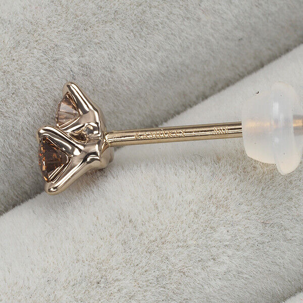 Kashikey Earrings Muku Diamond 0.46Ct 18K 750 Brown Gold