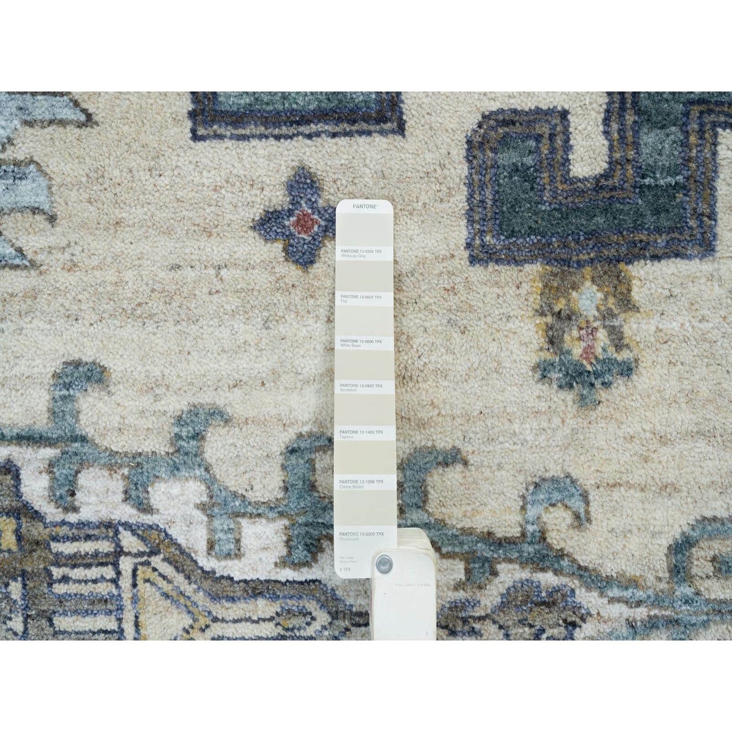 12'X12' Ivory Hand Knotted Reimagined Viss Design Natural Wool Round Rug