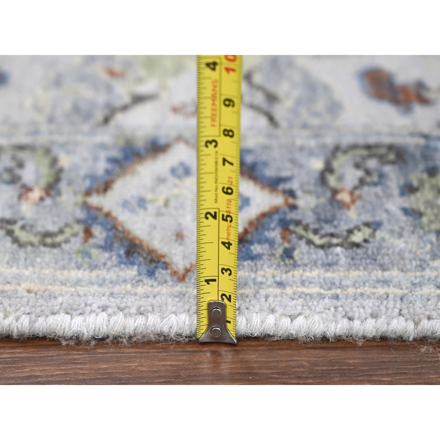 2'6"X11'9" Ivory Oushak With Floral Motifs Hand Knotted Wool Runner Rug