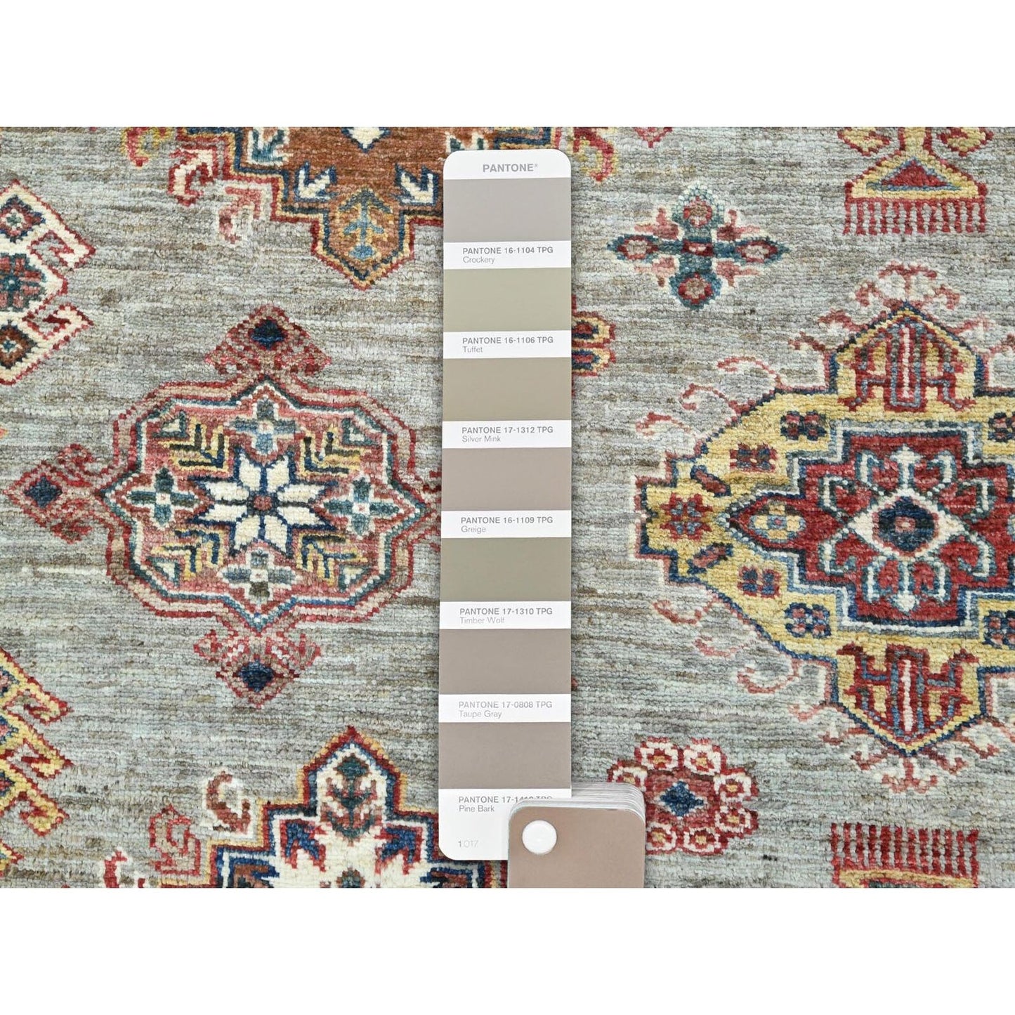 9'X12'4" Stone Gray Soft Wool Hand Knotted Afghan Super Kazak Rug