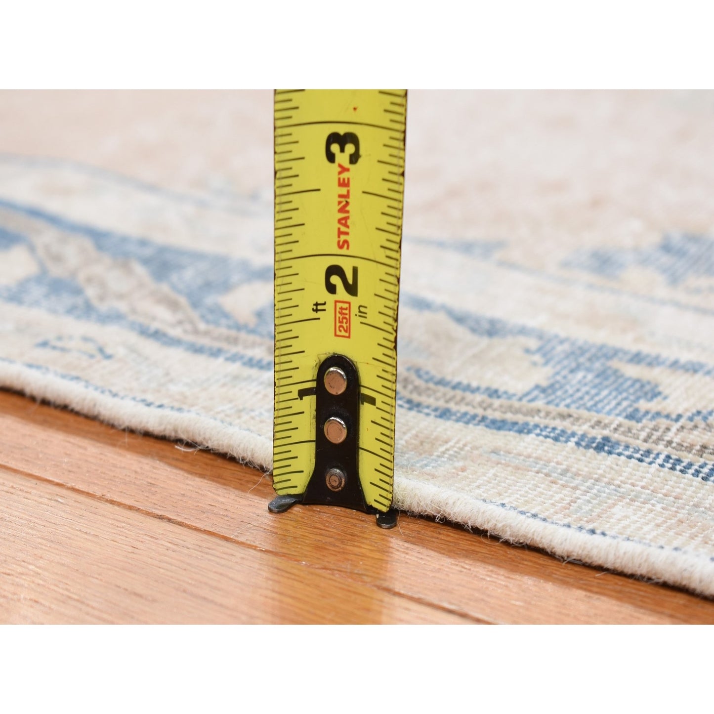 4'7"X7'6" Pink Worn Wool Hand Knotted White Wash Vintage Karman Rug