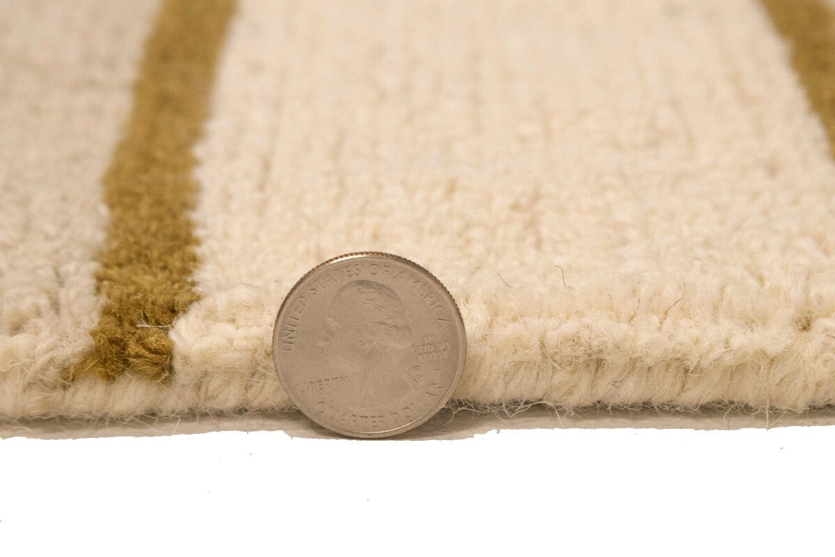 Hand-Tufted Multicolored Stripes Design Plush Rug