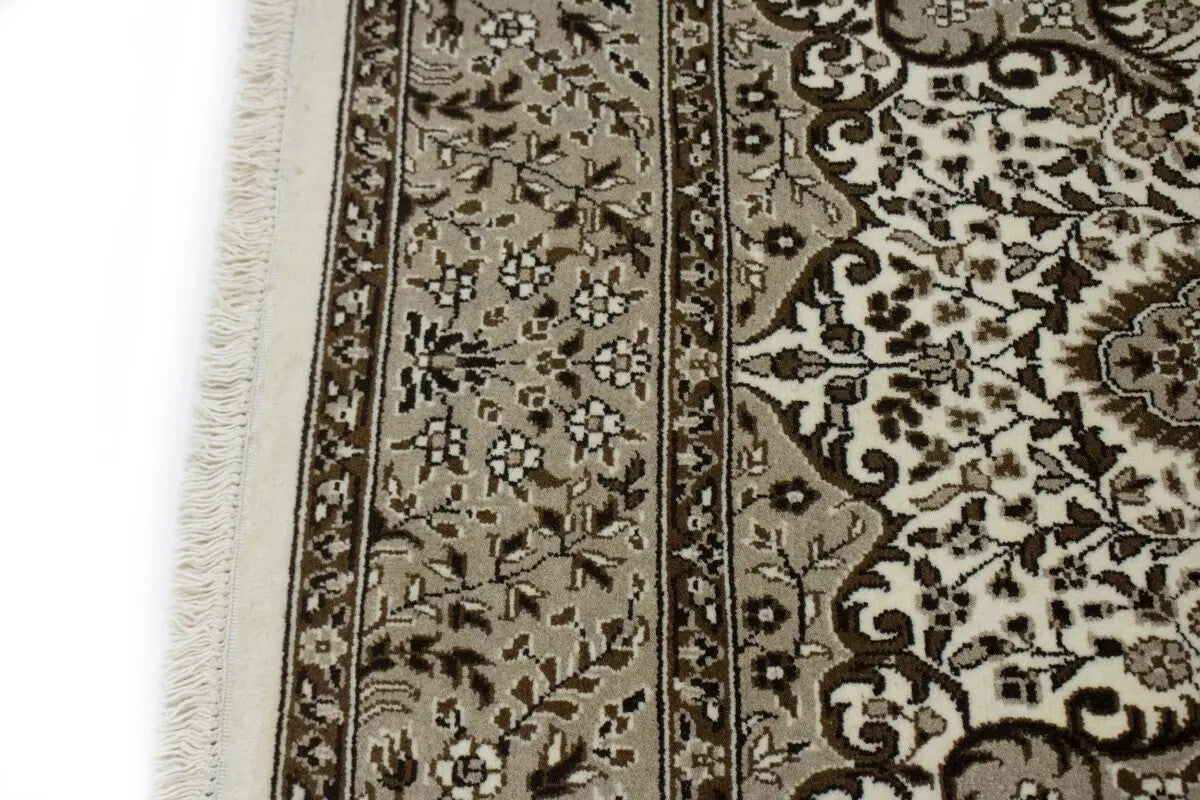 ft Hand-Knotted Kirman Square Rug Plush Wool Oriental Carpet Floral Design 5X5