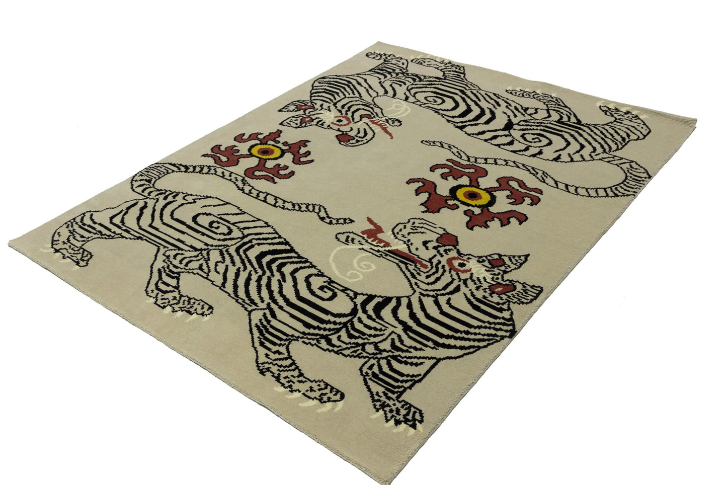 Nepali Tiger Oriental Rug Wool Tribal Modern