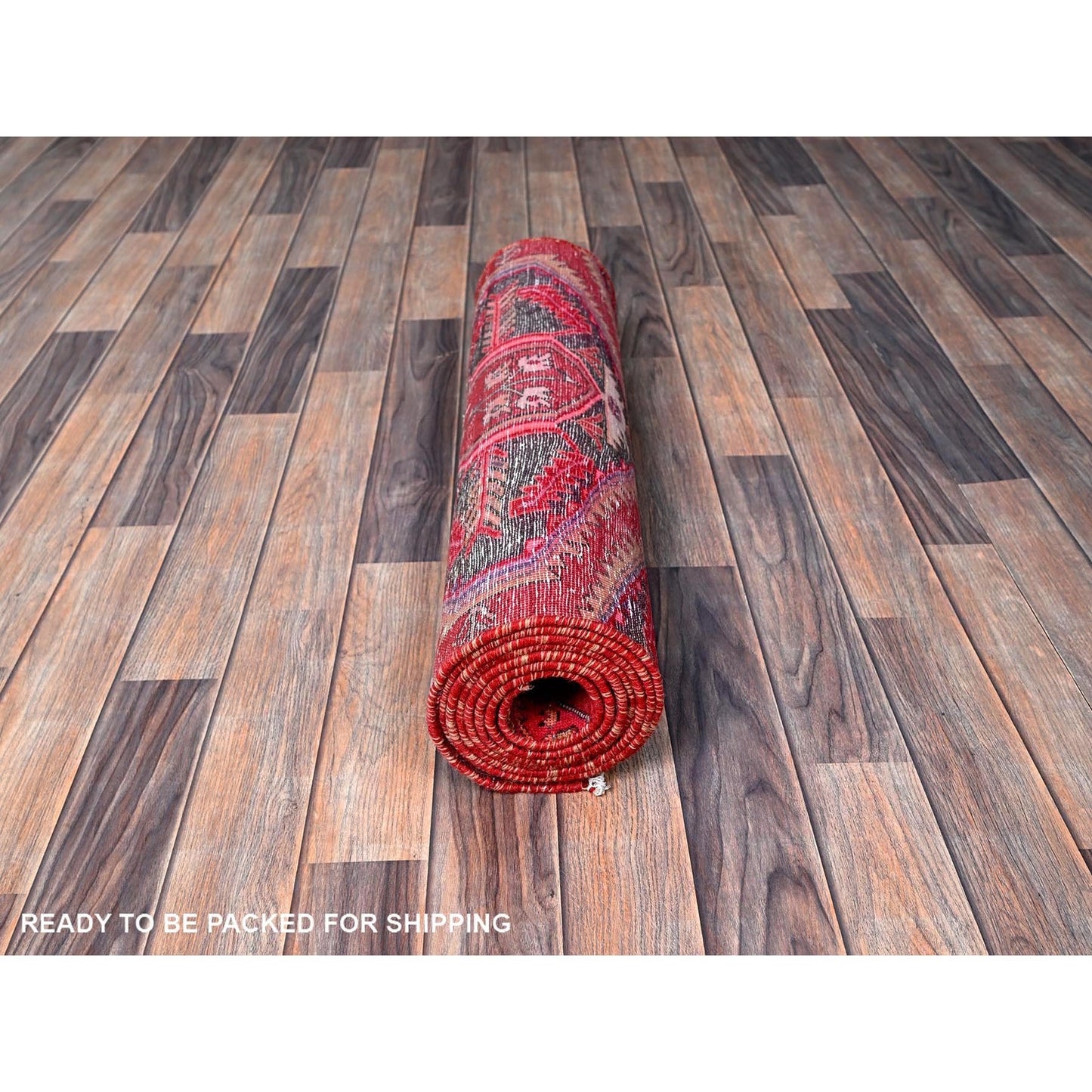 2'7"X9'5" Red Vintage Zoroastrian Khamadan Wool Hand Knotted Runner Rug