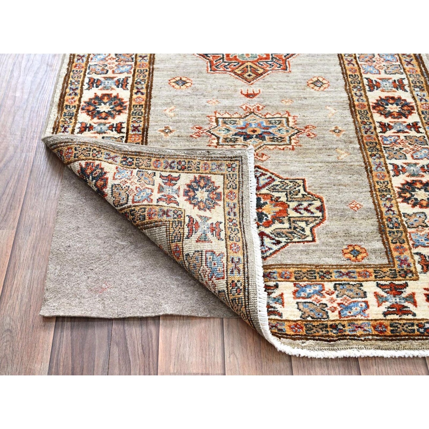 2'8"X22'6" Moon Gray Super Kazak Hand Knotted Wool Oriental Xl Runner Rug
