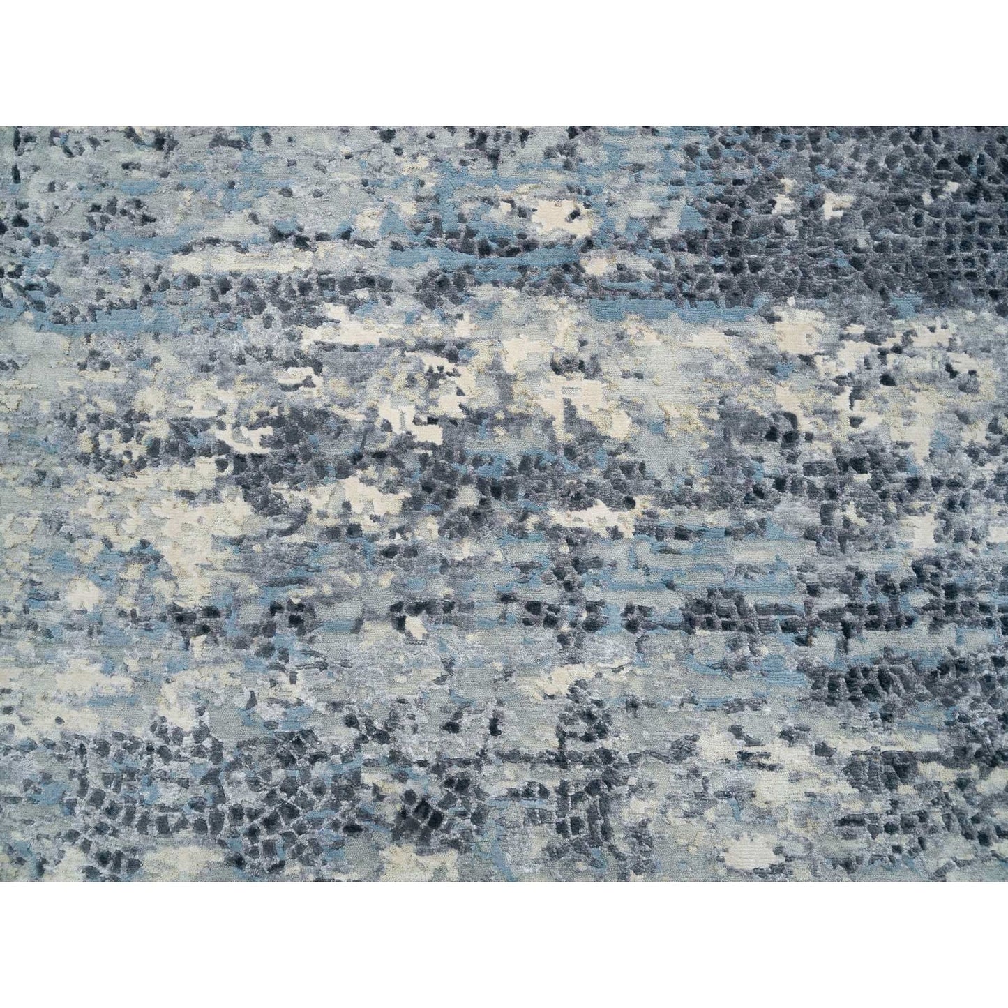 10'1"X10'1" Blue Hand Knotted Abstract Design Wool Square Oriental Rug