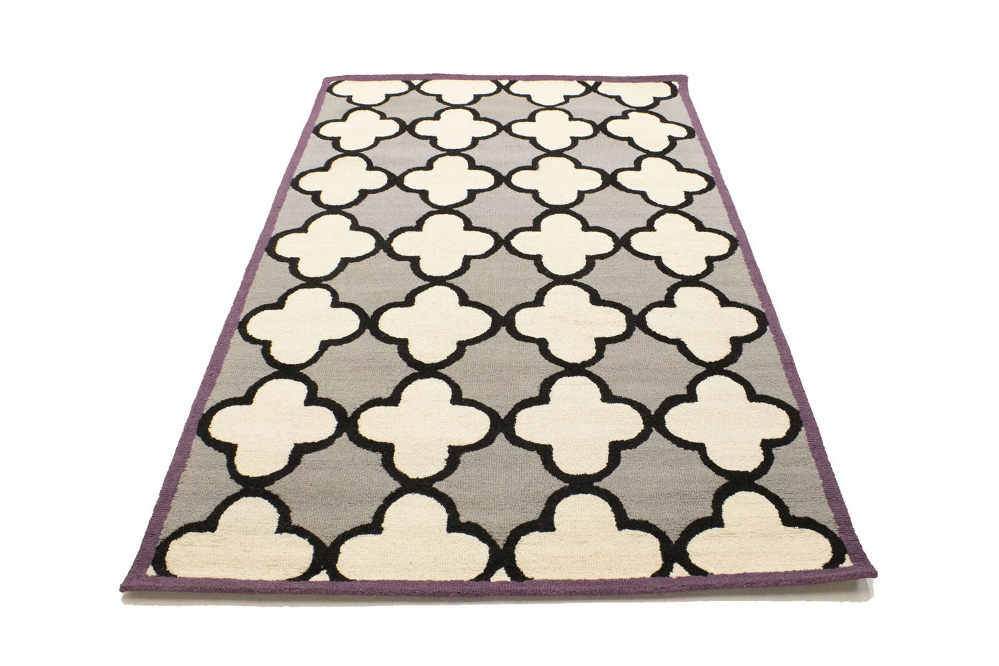 Multicolored Trellis Design Wool 5X8 Hand-Tufted