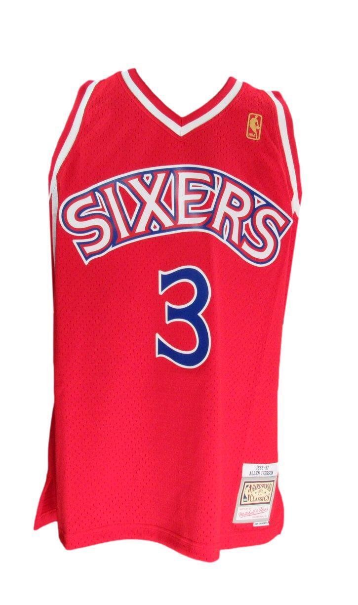 Allen Iverson Hof Autographed Red Mitchell & Ness Jersey 76Ers Jsa 181839
