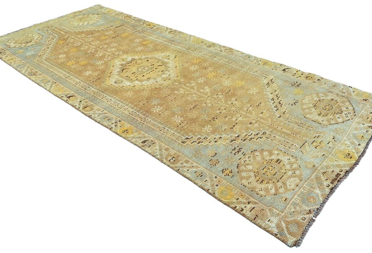 4X9 Ft Vintage Wool Tribal Runner Rug Distressed