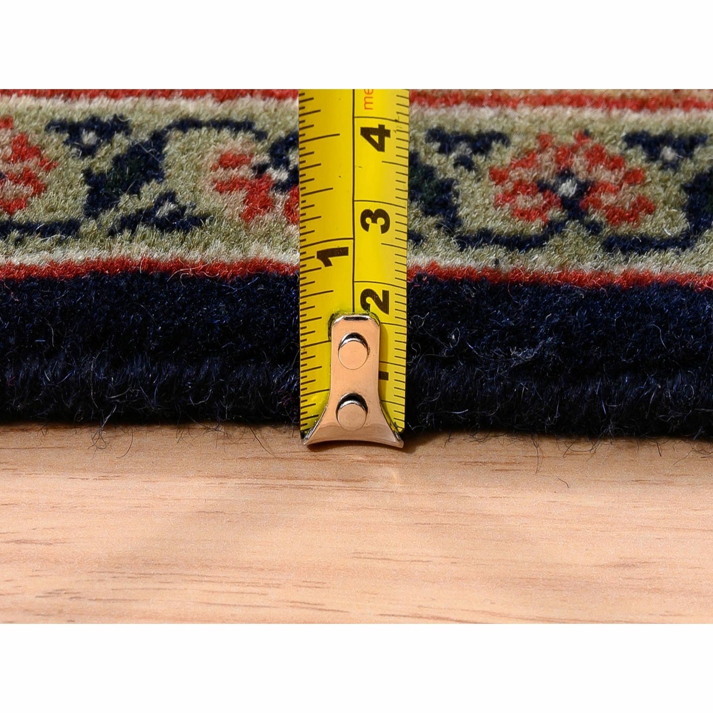 5'1"X7'1" Midnight Blue All Over Herrita Design Hand Knotted Wool Rug
