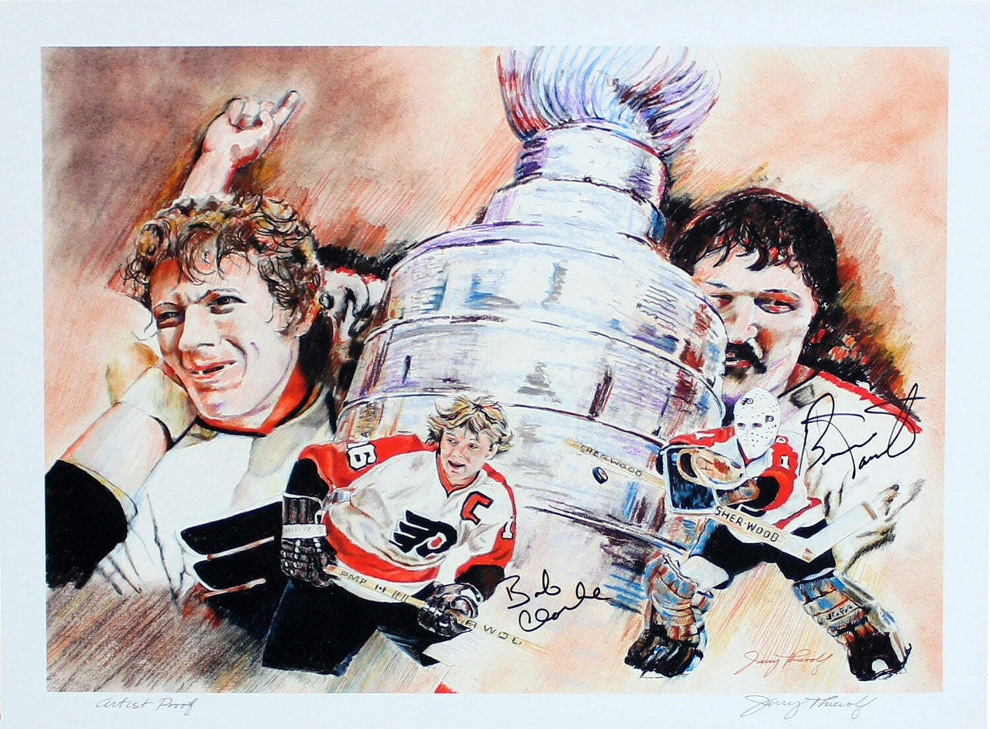 Bob Clarke & Bernie Parent autographed 16x20 Litho