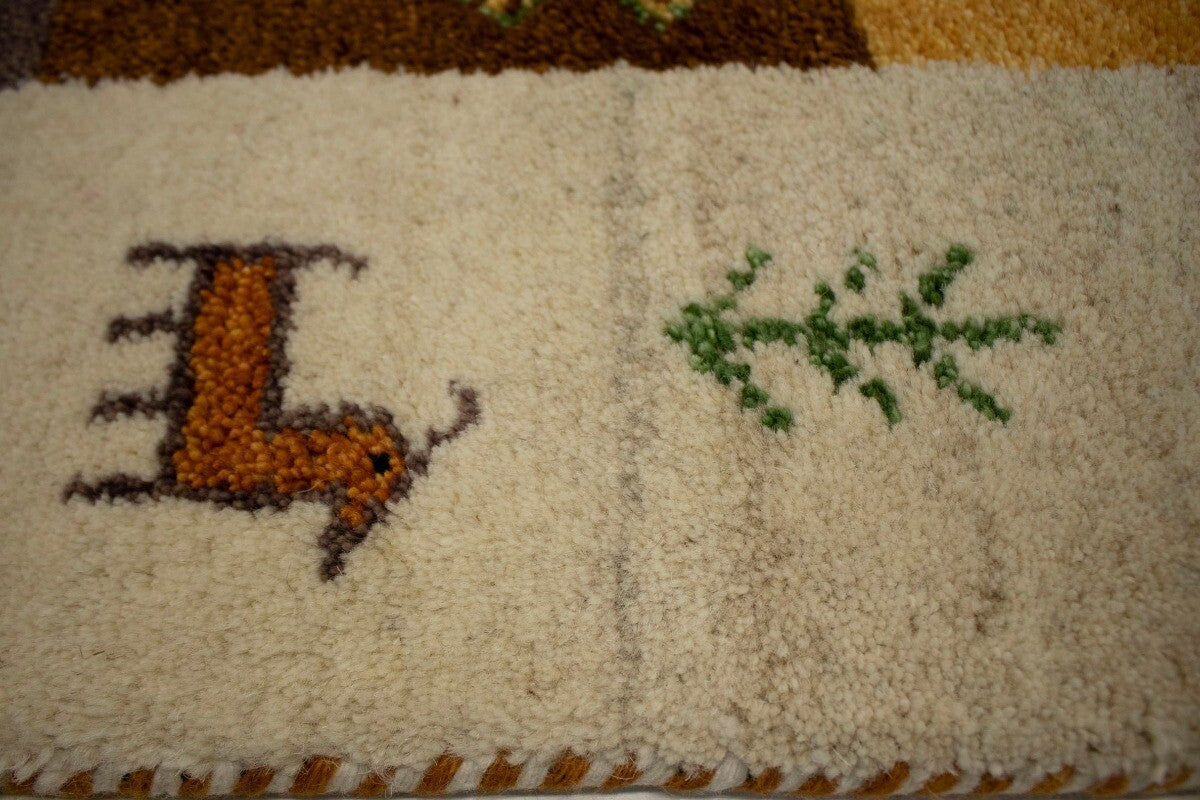 Handmade Indo-Gabbeh Tribal Design Wool Oriental