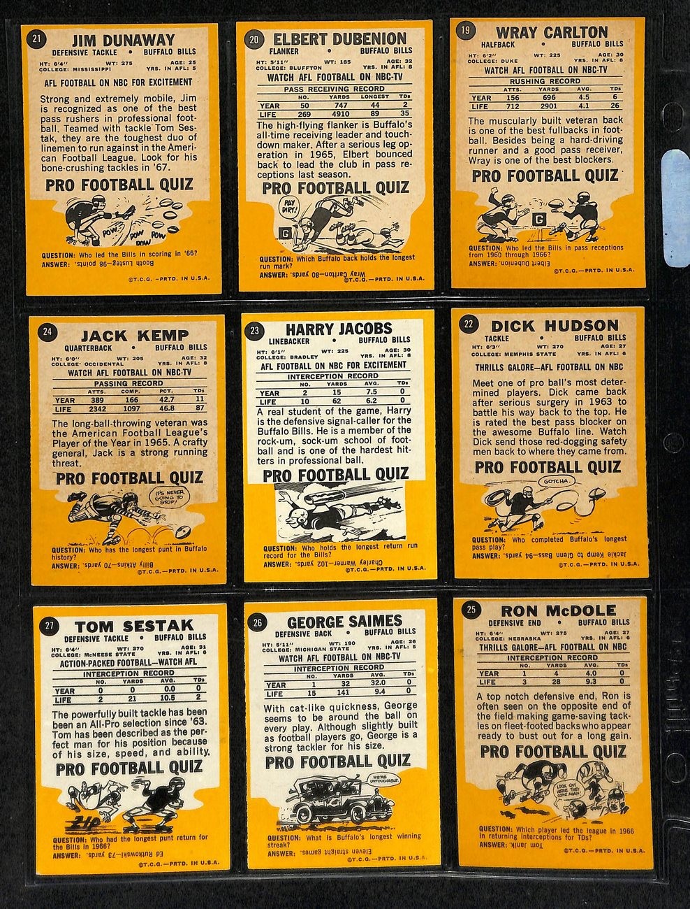 1967 Topps Football Card Complete Set (1-132)