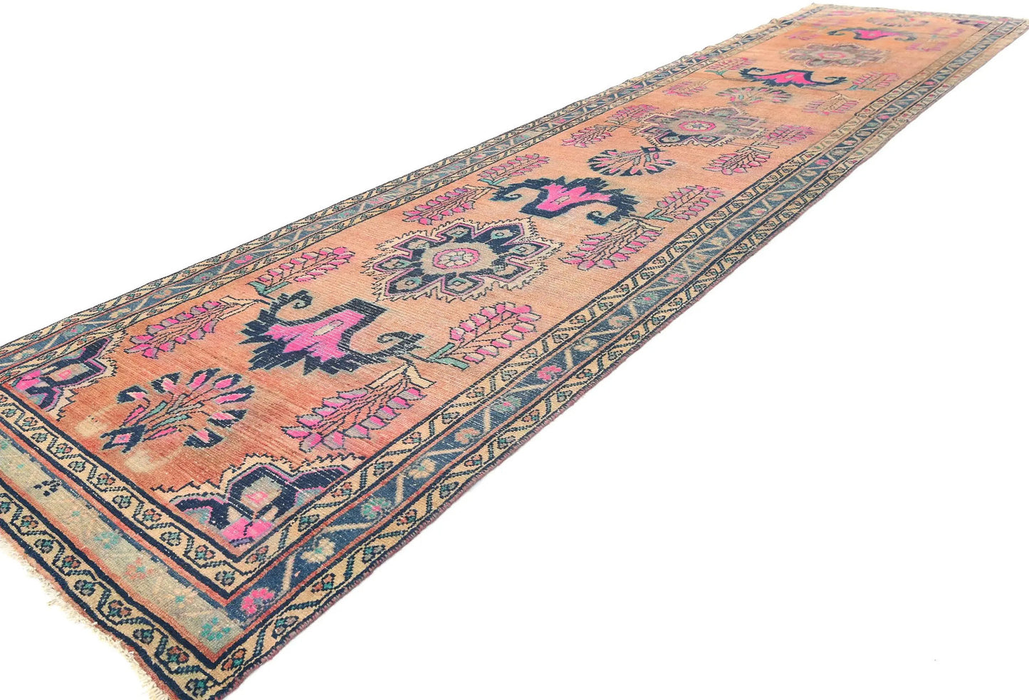 Distressed Tribal Oriental Runner Rug Handmade