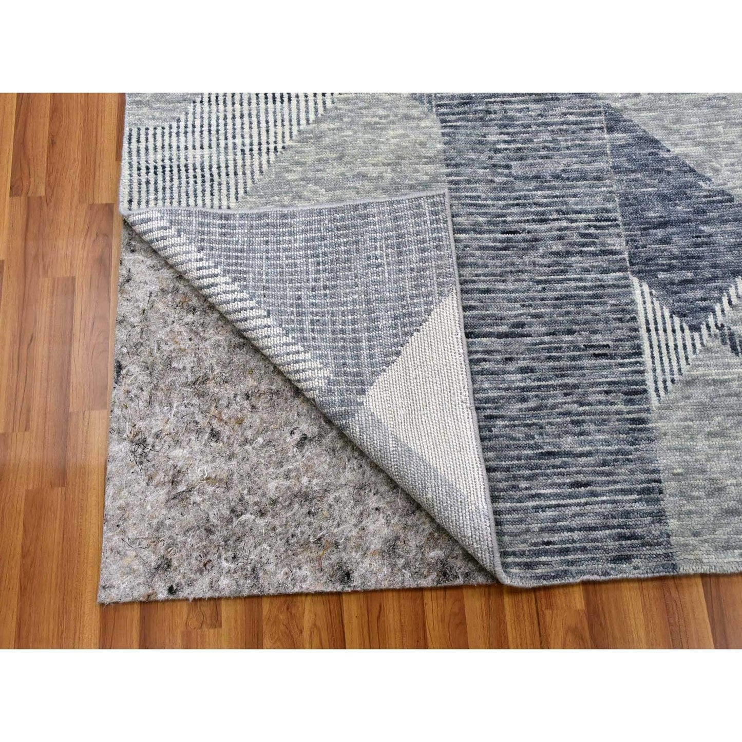 9'1"X12'1" Gray Wool Hand Knotted Geometric Art Deco Collection Rug
