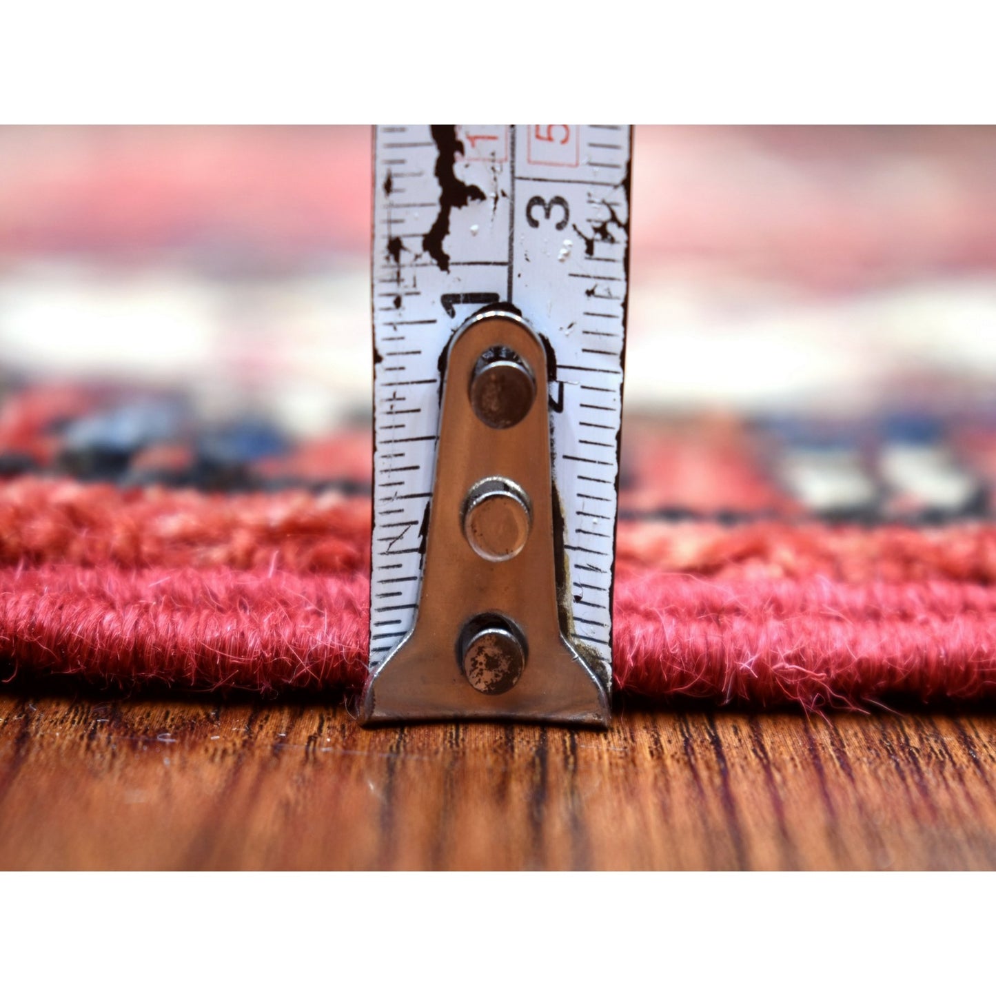 2'9"X9'10" Coral Red Hand Knotted Turkeman Ersari Pure Wool Runner Rug