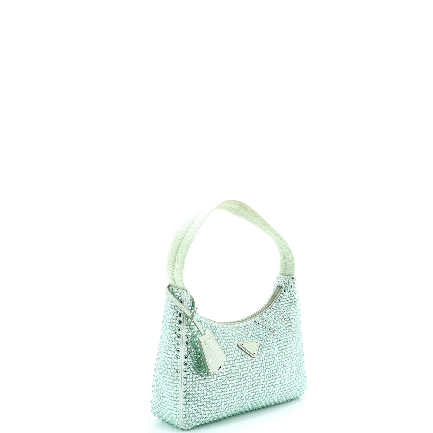 Prada Re-Edition 2000 Hobo Crystal Embellished Satin Mini