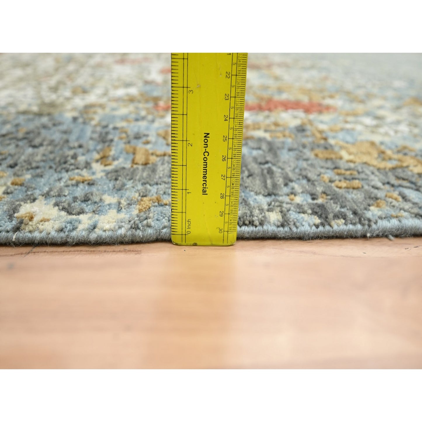 6'1"X9'2" Gray With Rust Abstract Design Wool Hand Knotted Oriental Rug