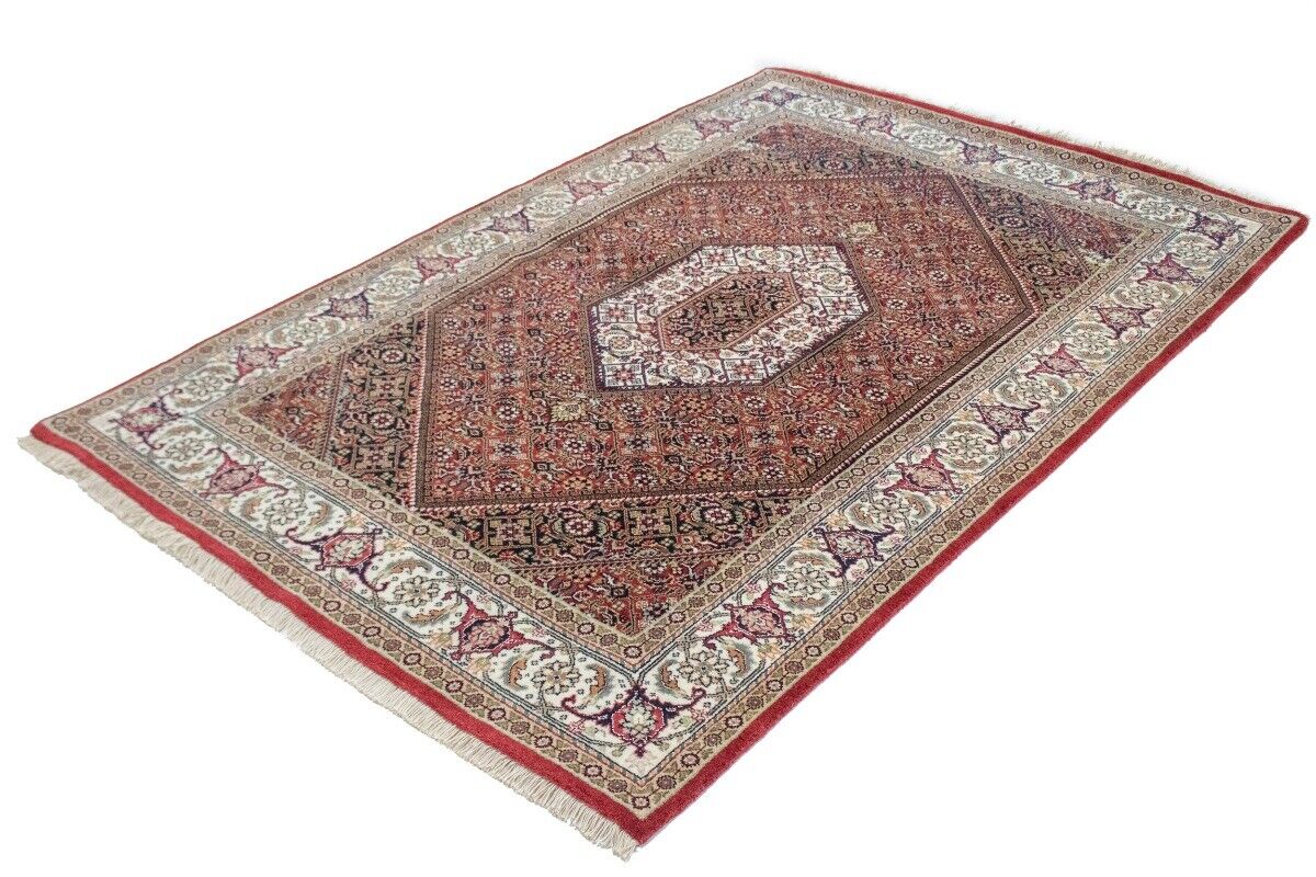 4X6 Ft Handmade Wool Indo-Bidjar Rug Floral