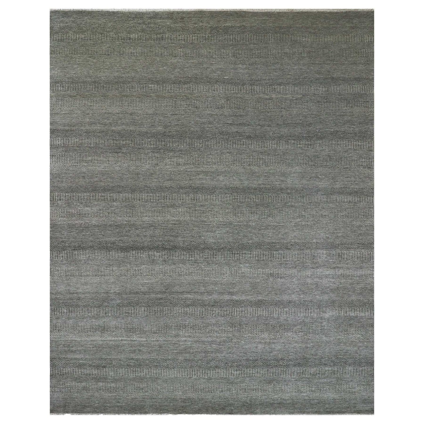 12'1"X15'1" Peppercorn Gray Undyed Wool Hand Knotted Grass Oversized Rug
