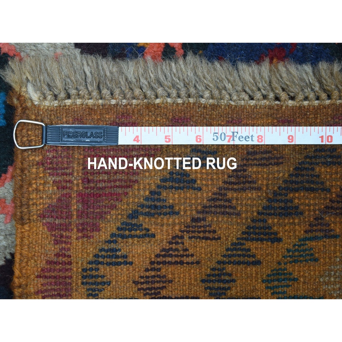 3'9"X6'3" Geometric Design Hand Made Wool Colorful Afghan Village Rug