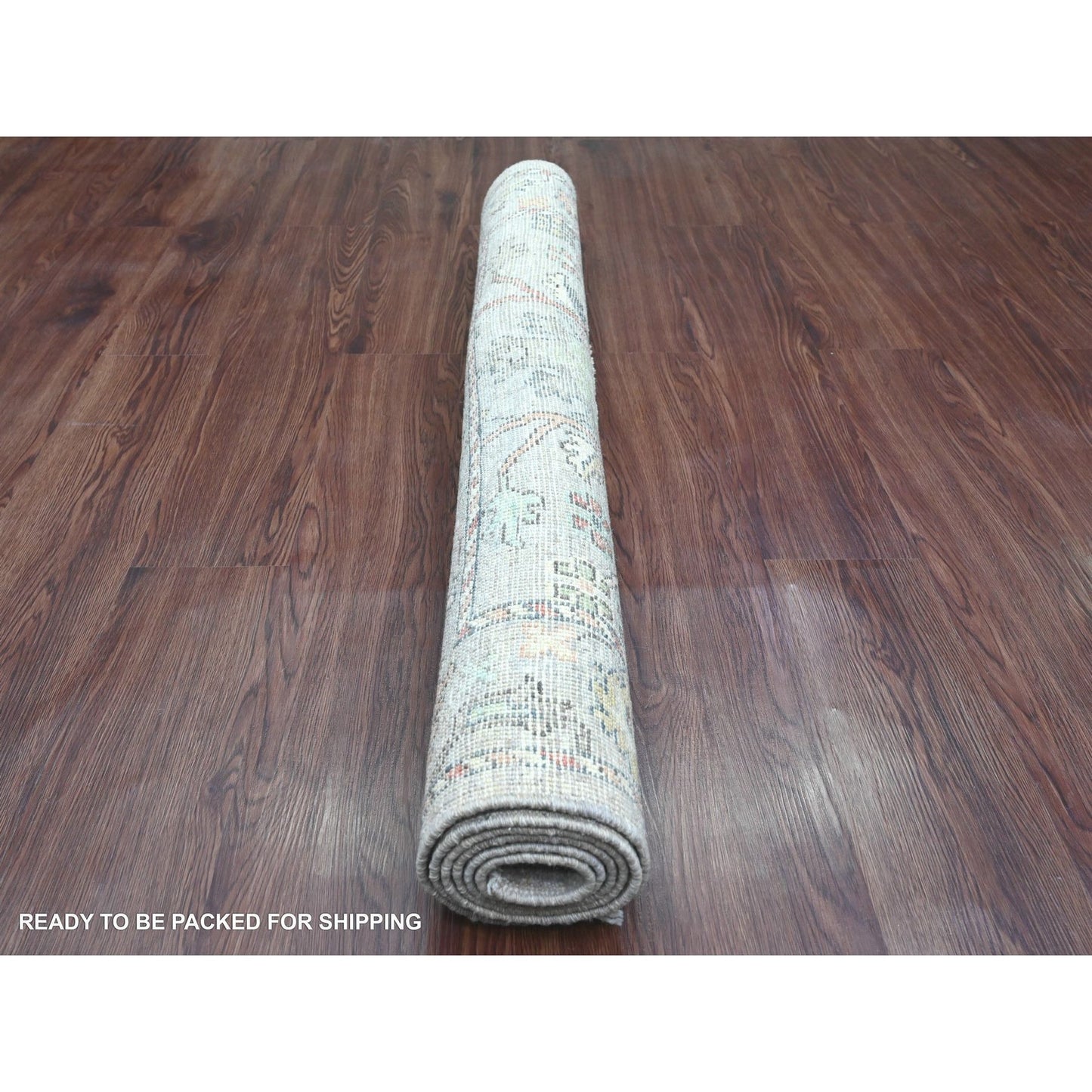 4'X6' Gray Hand Knotted Afghan Angora Oushak All Over Pattern Wool Rug