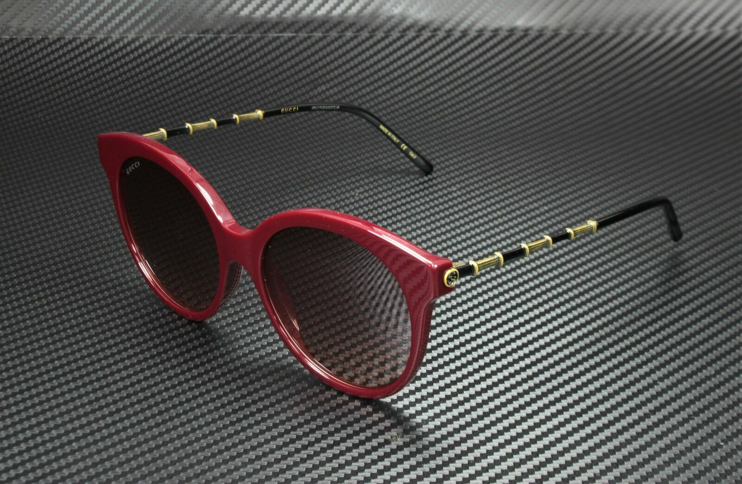 Gucci Gg0653S 003 Round Oval Burgundy Gold