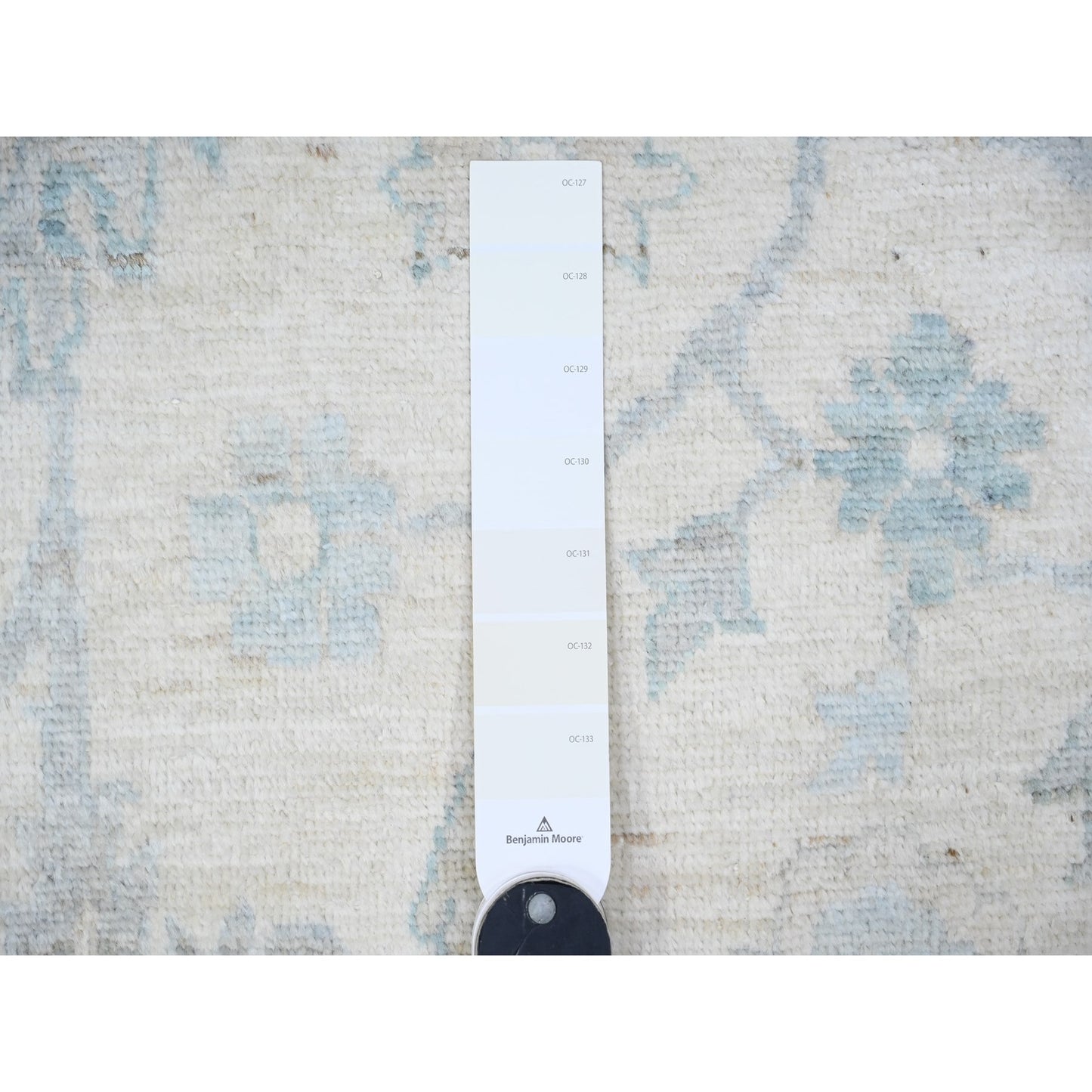 10'2"X14'1" Frost White Organic Wool White Wash Peshawar Hand Knotted Rug