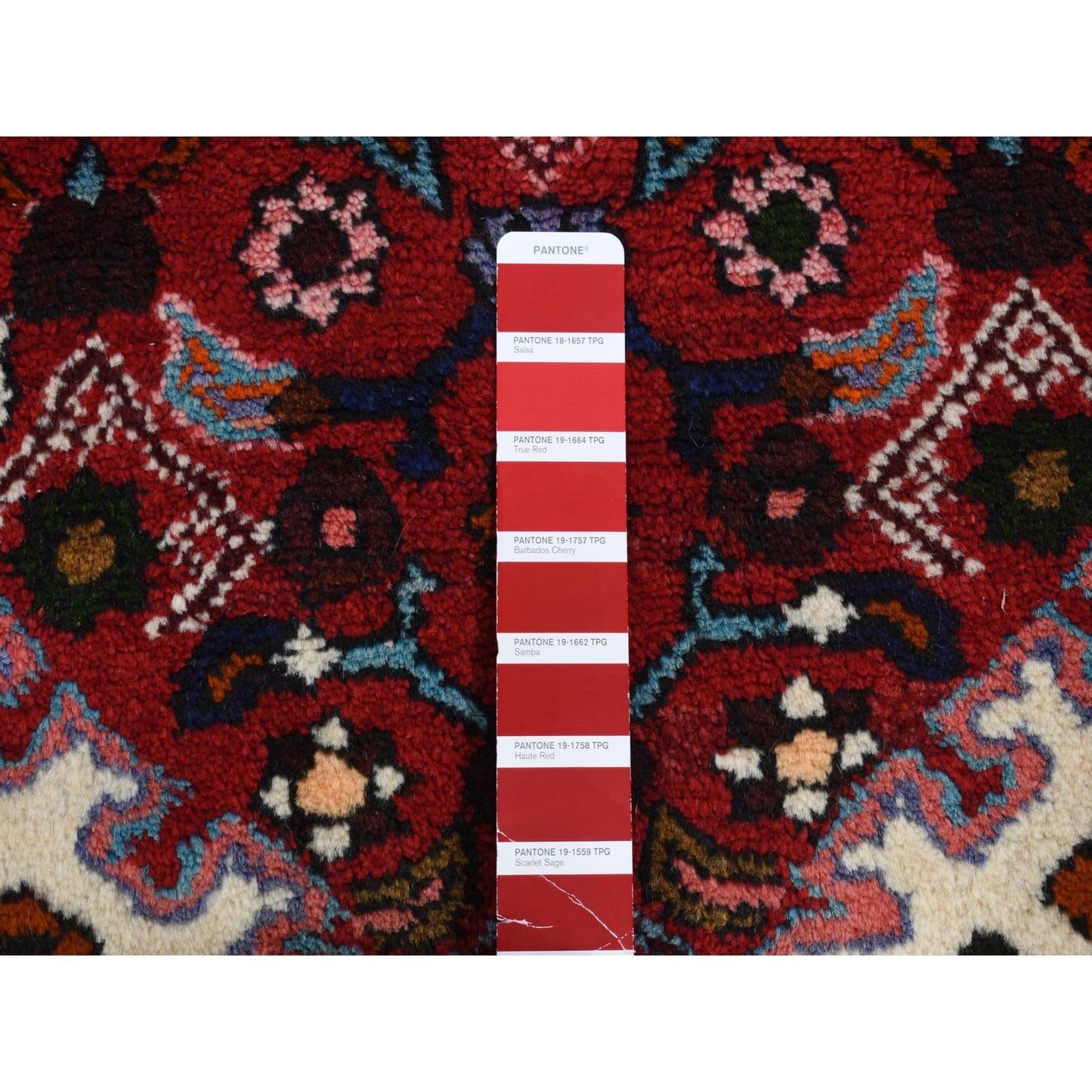 3'7"X4'8" Red New Zoroastrian Bohemian Khmadan Pure Wool Hand Knotted Rug