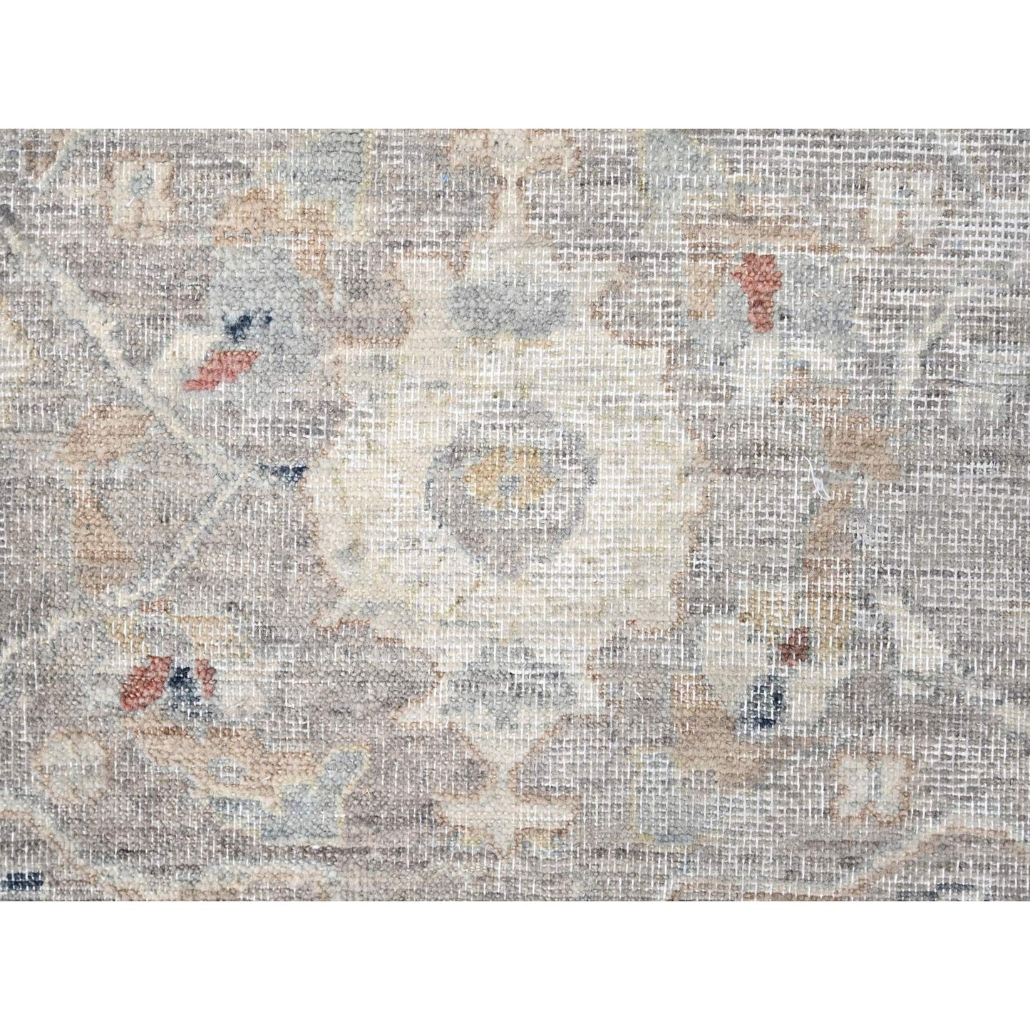 9'X11'9" Gray Antiqued Tebraz Design Zero Pile 100% Wool Hand Knotted Rug