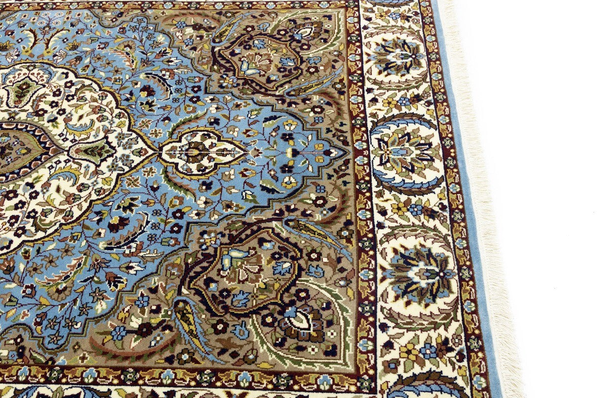 Hand-Knotted Kirman Oriental Rug 6X8 Ft Blue