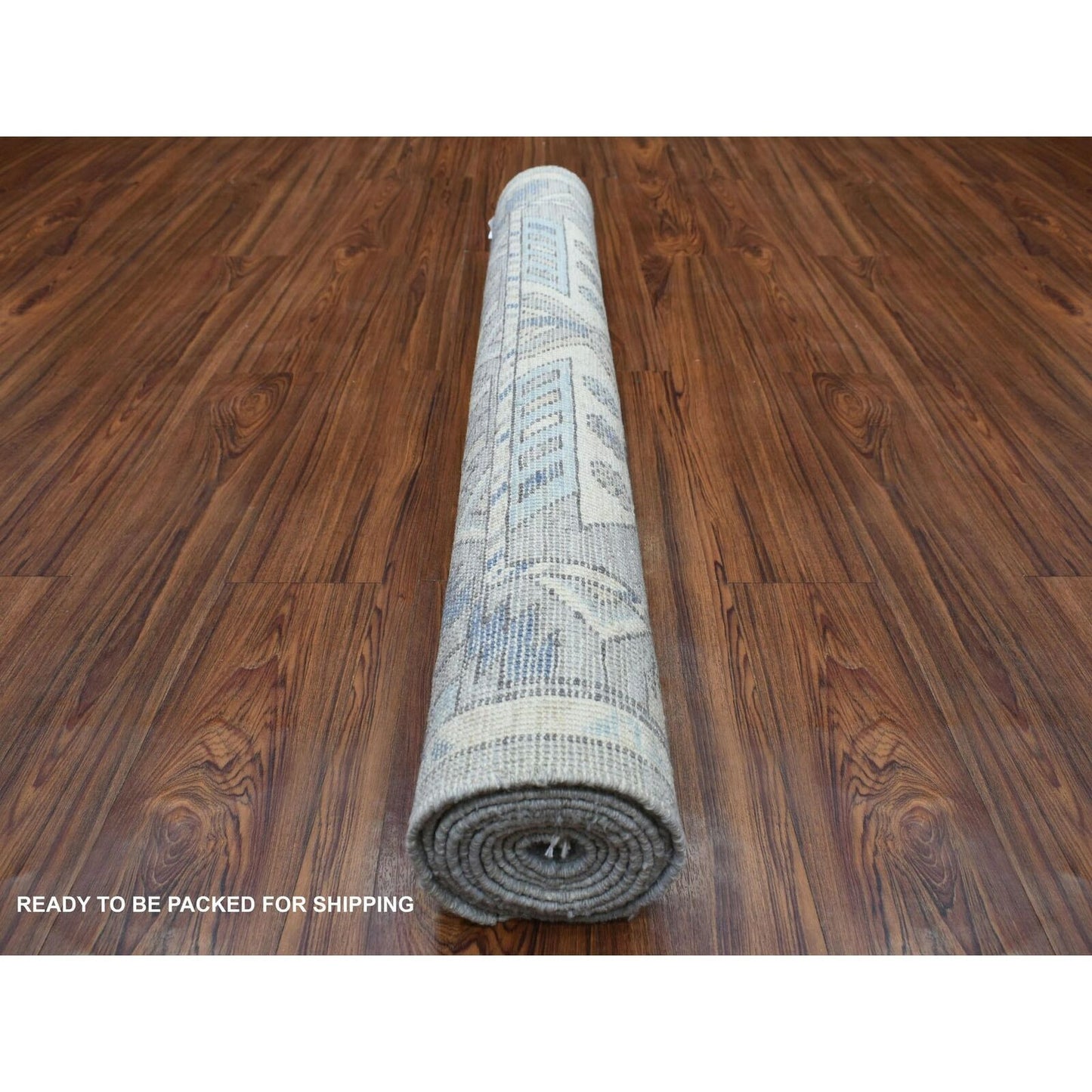 4'1"X9'9" Wool Hand Knotted Gray Anatolian Inspired Wide Runner Rug