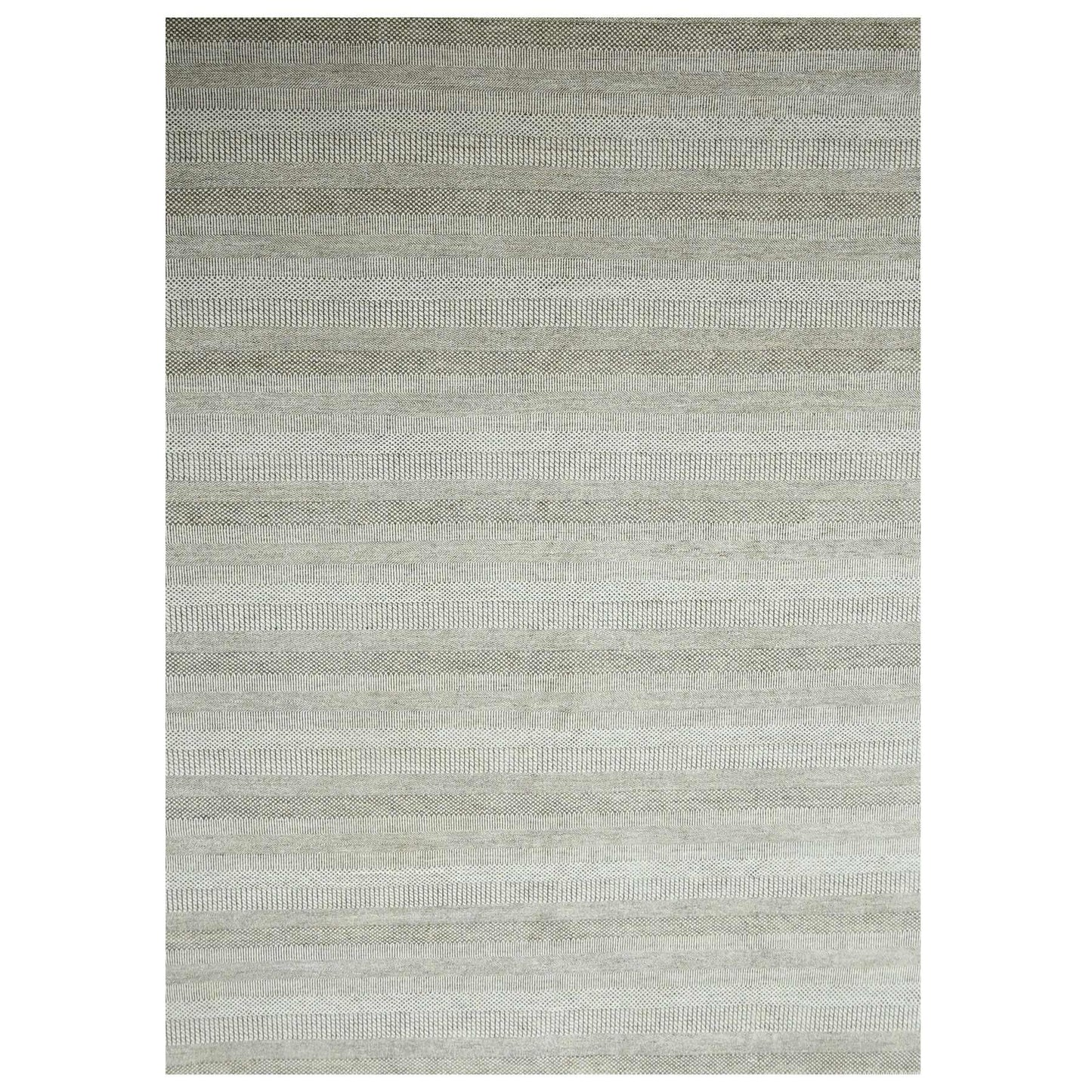 10'X14' Brown Modern Grass Design Wool And Silk Hand Knotted Oriental Rug